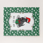 クリスマスサンタハットスコティッシュテリア（黒）かわいい ジグソーパズル (横)