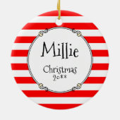 クリスマスサンタハットスコティッシュテリア（黒）かわいい セラミックオーナメント (裏面)