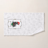 クリスマスサンタハットスコティッシュテリア(黒)かわいい バスタオルセット (ハンドタオル)