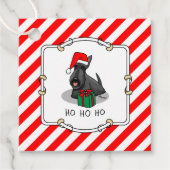 クリスマスサンタハットスコティッシュテリア（黒）かわいい フェイバータグ (正面)
