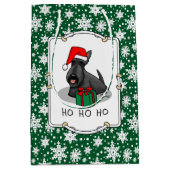 クリスマスサンタハットスコティッシュテリア（黒）かわいい ミディアムペーパーバッグ (正面)