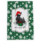 クリスマスサンタハットスコティッシュテリア（黒）かわいい ミディアムペーパーバッグ (裏面)