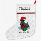 クリスマスサンタハットスコティッシュテリア(黒)かわいい ラージクリスマスストッキング (裏面)