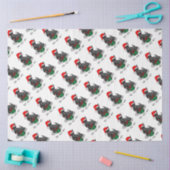 クリスマスサンタハットスコティッシュテリア（黒）かわいい 薄葉紙 (クラフト)