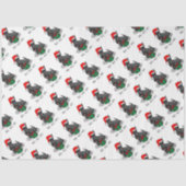 クリスマスサンタハットスコティッシュテリア(黒)かわいい 薄葉紙 (正面)