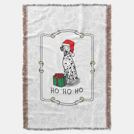 クリスマスサンタハットダルマチアン犬（黒1）おもしろい スローブランケット (正面縦)