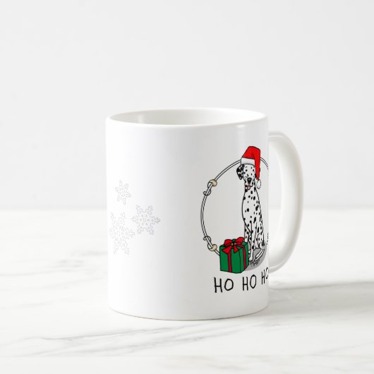 クリスマスサンタハットダルマチア犬（黒1）かわいい コーヒーマグカップ (正面右)