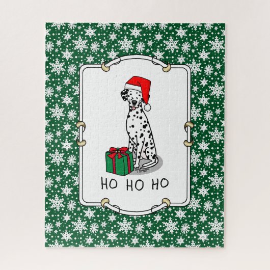 クリスマスサンタハットダルマチア犬(黒1)かわいい ジグソーパズル (縦)