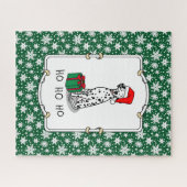 クリスマスサンタハットダルマチア犬(黒1)かわいい ジグソーパズル (横)
