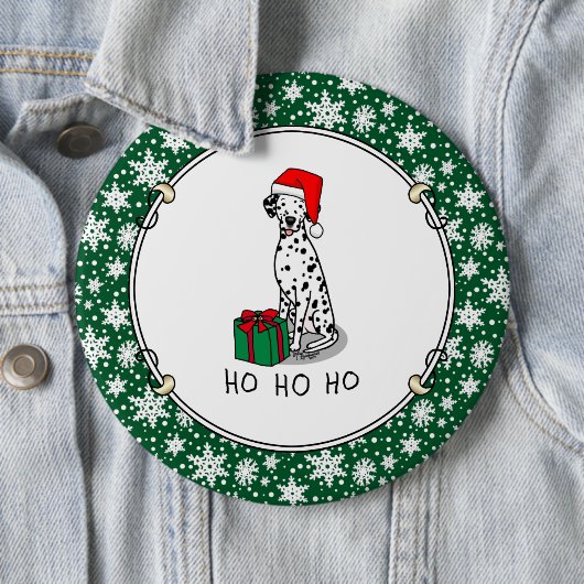 クリスマスサンタハットダルマチア犬(黒1)かわいい 缶バッジ (インサイチュ)