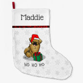クリスマスサンタハットチベット語スパニエル犬(ブラウン)かわいい ラージクリスマスストッキング (正面)
