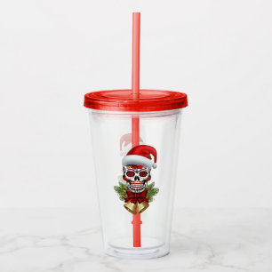 クリスマスサンタハットデイオブザデッドシュガースカル アクリルタンブラー