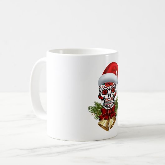 クリスマスサンタハットデイオブザデッドシュガースカル コーヒーマグカップ (正面左)