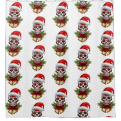 クリスマスサンタハットデイオブザデッドシュガースカル シャワーカーテン (正面)