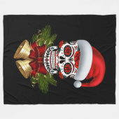 クリスマスサンタハットデイオブザデッドシュガースカル フリースブランケット (正面(横))