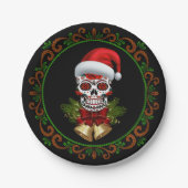 クリスマスサンタハットデイオブザデッドシュガースカル ペーパープレート (正面)