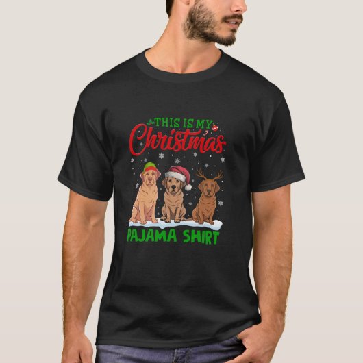 クリスマスサンタハットトナカイラブラドールドッグクリスマスパージ Tシャツ (正面)
