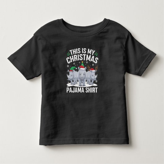 クリスマスサンタハットトナディアライノクリスマスパジャマ トドラーTシャツ (正面)