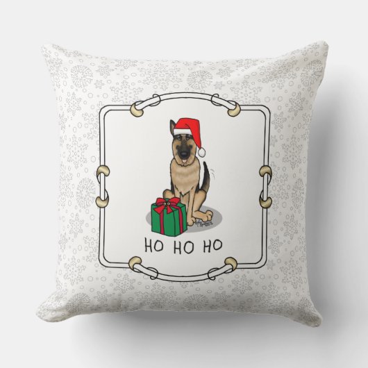 クリスマスサンタハットドイツの羊飼い犬かわいい クッション (正面)