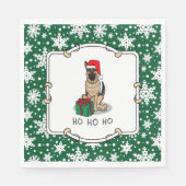 クリスマスサンタハットドイツの羊飼い犬かわいい スタンダードランチョンナプキン (正面)