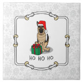 クリスマスサンタハットドイツの羊飼い犬かわいい タイル (正面)