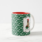クリスマスサンタハットドイツの羊飼い犬かわいい ツートーンマグカップ (正面右)