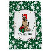 クリスマスサンタハットドイツの羊飼い犬かわいい ミディアムペーパーバッグ (裏面)