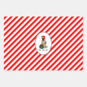 クリスマスサンタハットドイツの羊飼い犬かわいい ラッピングペーパーシート (正面3)