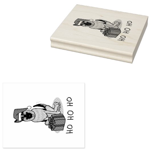 クリスマスサンタハットドイツの羊飼い犬かわいい ラバースタンプ (押印)