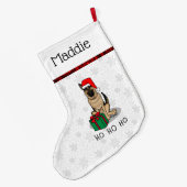 クリスマスサンタハットドイツの羊飼い犬かわいい ラージクリスマスストッキング (裏面 (吊り時))