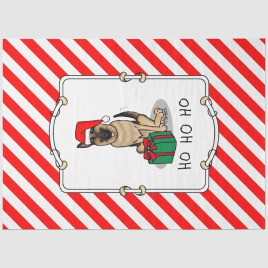 クリスマスサンタハットドイツの羊飼い犬かわいい 薄葉紙 (正面)