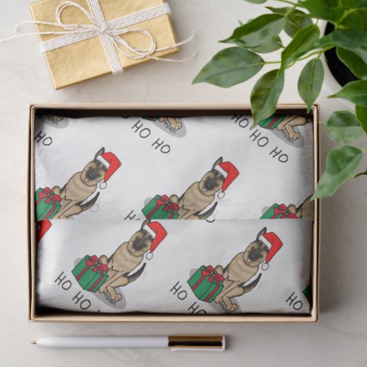 クリスマスサンタハットドイツの羊飼い犬かわいい 薄葉紙 (ギフト)