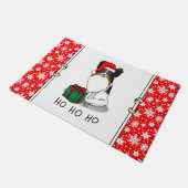 クリスマスサンタハットパピロン（トリカラー）犬かわいい ドアマット (アングル)