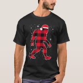 クリスマスサンタハットビッグフートレッドバッファロープレイドクリスマス Tシャツ (正面)