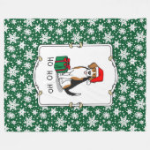 クリスマスサンタハットビーグル(トリカラー3)犬かわいい フリースブランケット (正面(横))