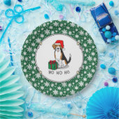 クリスマスサンタハットビーグル（トリカラー3）犬かわいい ペーパープレート (パーティー)