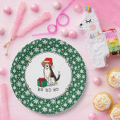 クリスマスサンタハットビーグル（トリカラー3）犬かわいい ペーパープレート (パーティー)