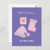 クリスマスサンタハットプレゼントストッキング ポストカード (正面/裏面)