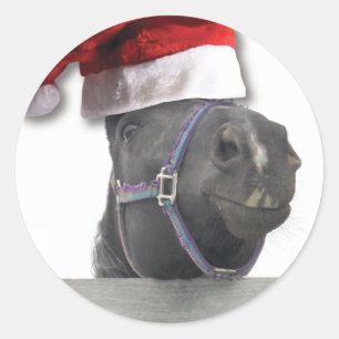 クリスマスサンタハットホース ラウンドシール