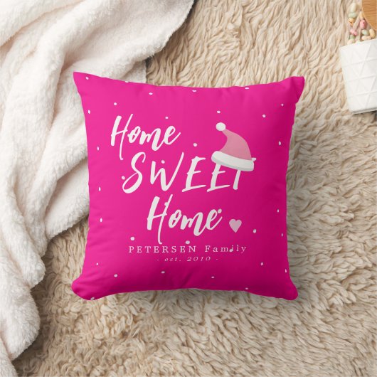 クリスマスサンタハットホーム甘いホームの家族名 クッション (ブランケット)