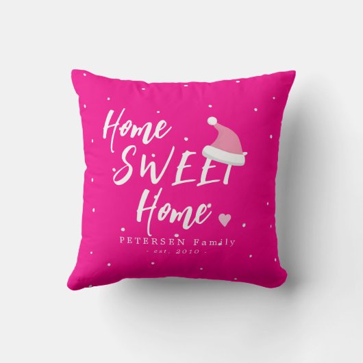 クリスマスサンタハットホーム甘いホームの家族名 クッション (裏面)
