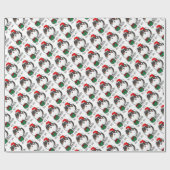 クリスマスサンタハットポメラニア犬（トライカラー）かわいい ラッピングペーパー (フラット)