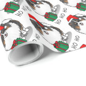 クリスマスサンタハットポメラニア犬（トライカラー）かわいい ラッピングペーパー (ロールコーナー)