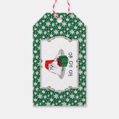 クリスマスサンタハットマルチーズドッグおもしろいかわいい ギフトタグ (正面)