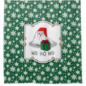 クリスマスサンタハットマルチーズドッグおもしろいかわいい シャワーカーテン (正面)