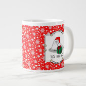 クリスマスサンタハットマルチーズドッグおもしろいかわいい ジャンボコーヒーマグカップ (正面右)