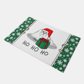 クリスマスサンタハットマルチーズドッグおもしろいかわいい ドアマット (アングル)