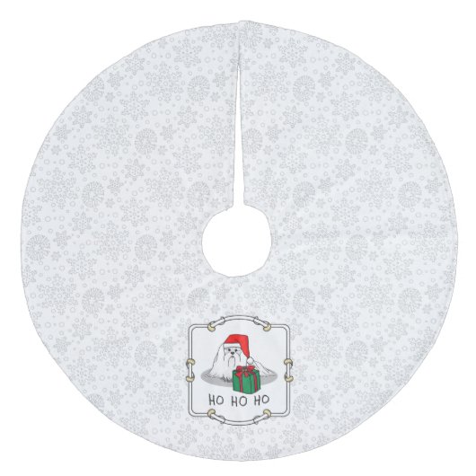 クリスマスサンタハットマルチーズドッグおもしろいかわいい フリース ツリースカート (正面)