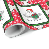 クリスマスサンタハットマルチーズドッグおもしろいかわいい ラッピングペーパー (ロールコーナー)