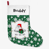 クリスマスサンタハットマルチーズドッグおもしろいかわいい ラージクリスマスストッキング (正面)